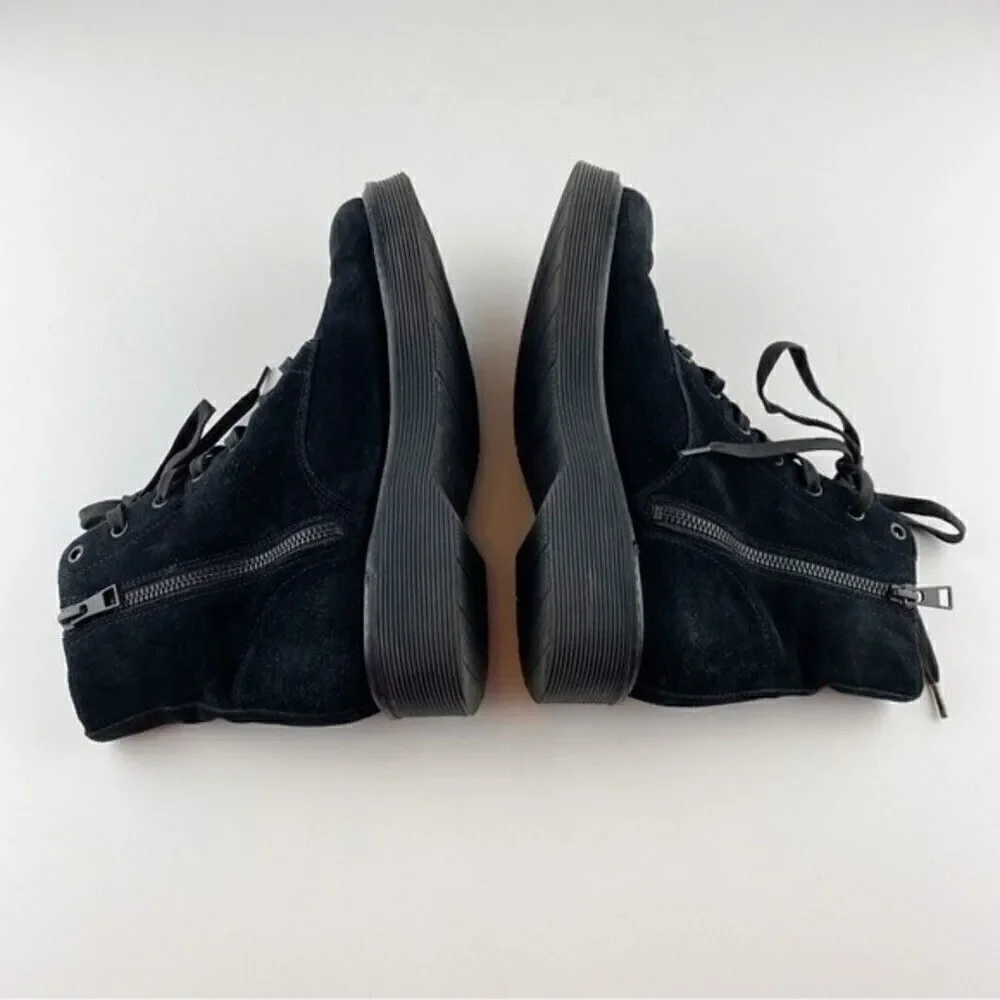Vince Monastir Platform Lace Up Combat Boots Black Suede Size 7